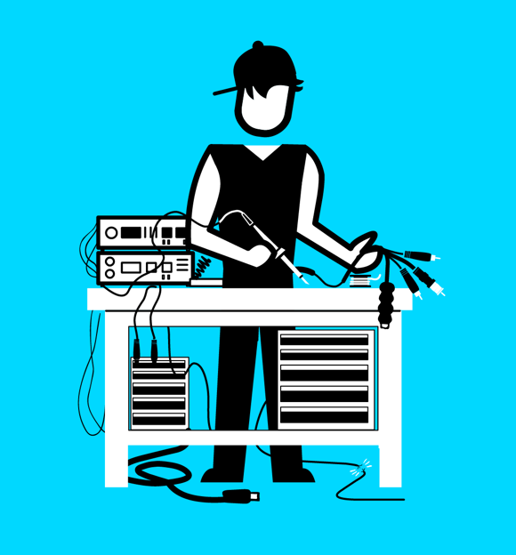 Broadcast maintenance engineer illustration