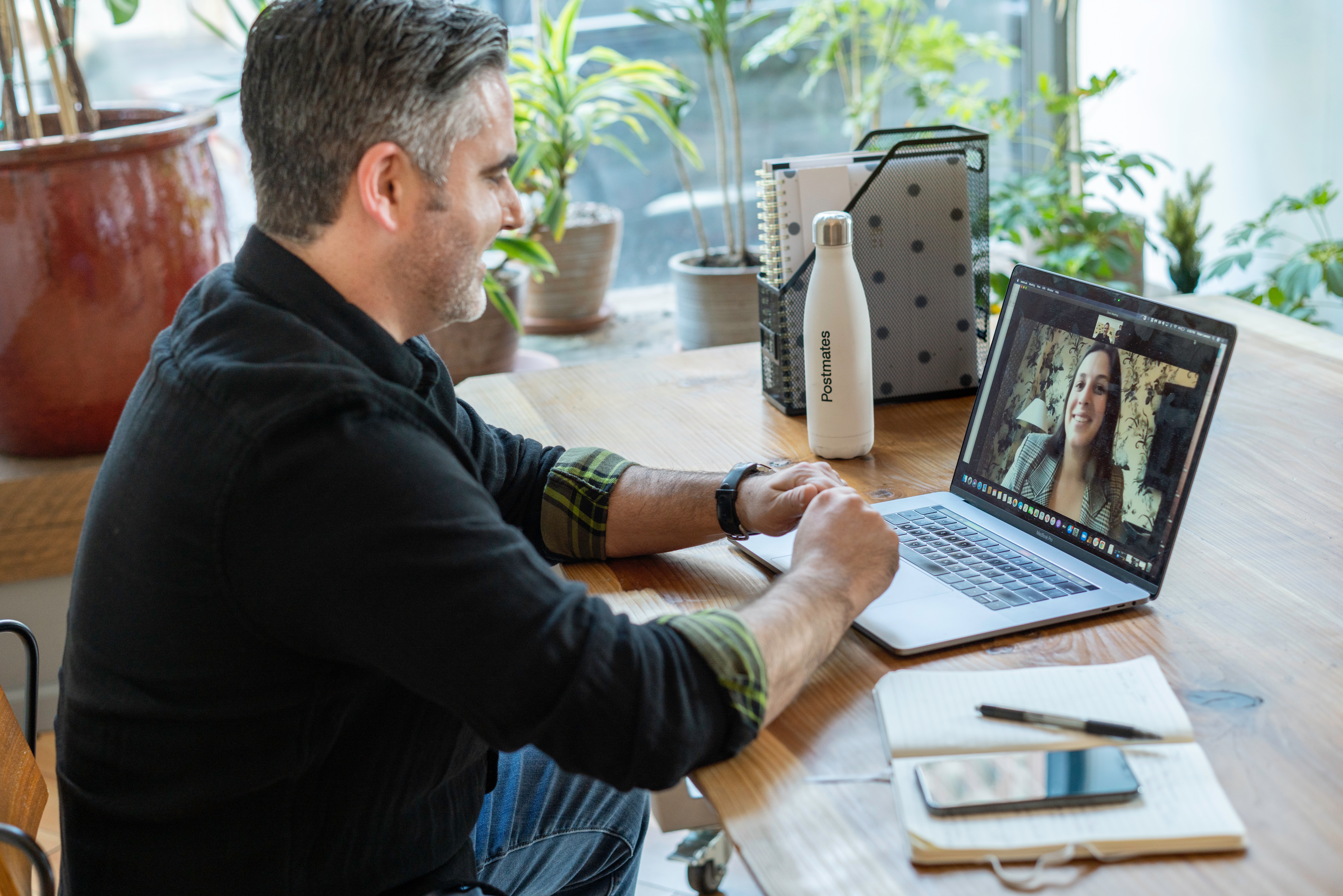 two colleagues on a videocall